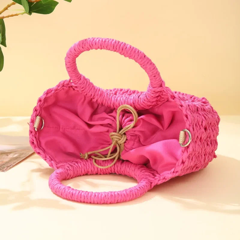 Handwoven Straw Rattan Half-Moon Beach Handbag Large Capacity Women Summer Hollow Out Crossbody Shoulder Bag  crossbody bags