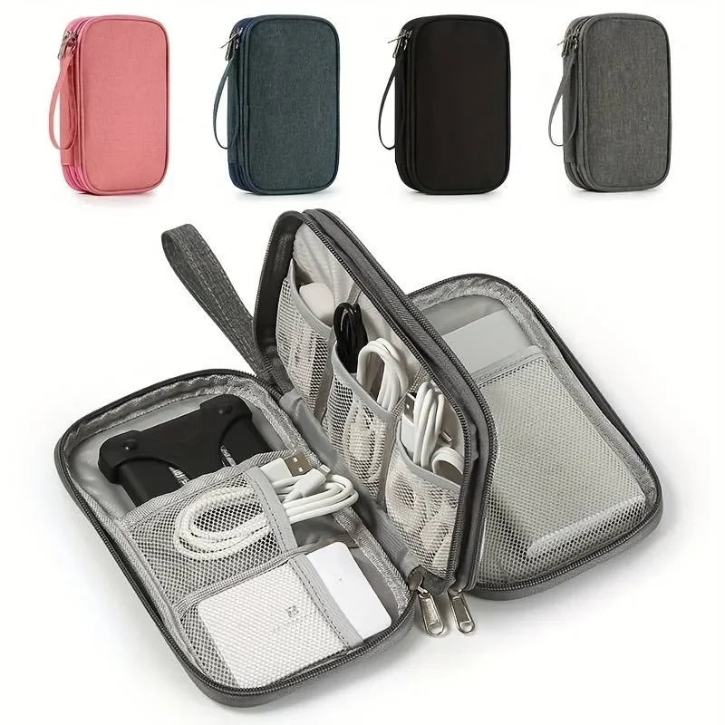 Data Cable Storage Bag Waterproof Portable Carry Case Layers Storage Bag Travel Organizer Bag for Cable Cord USB Charger