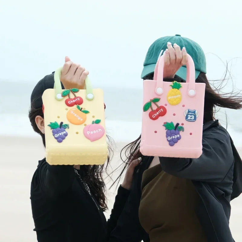 Charms Croc Beach Bag Rubber Waterproof Female Shoulder Handbag Fashion Crossbody Messenger Travel Pool Women Jibz Tote Sac Bag