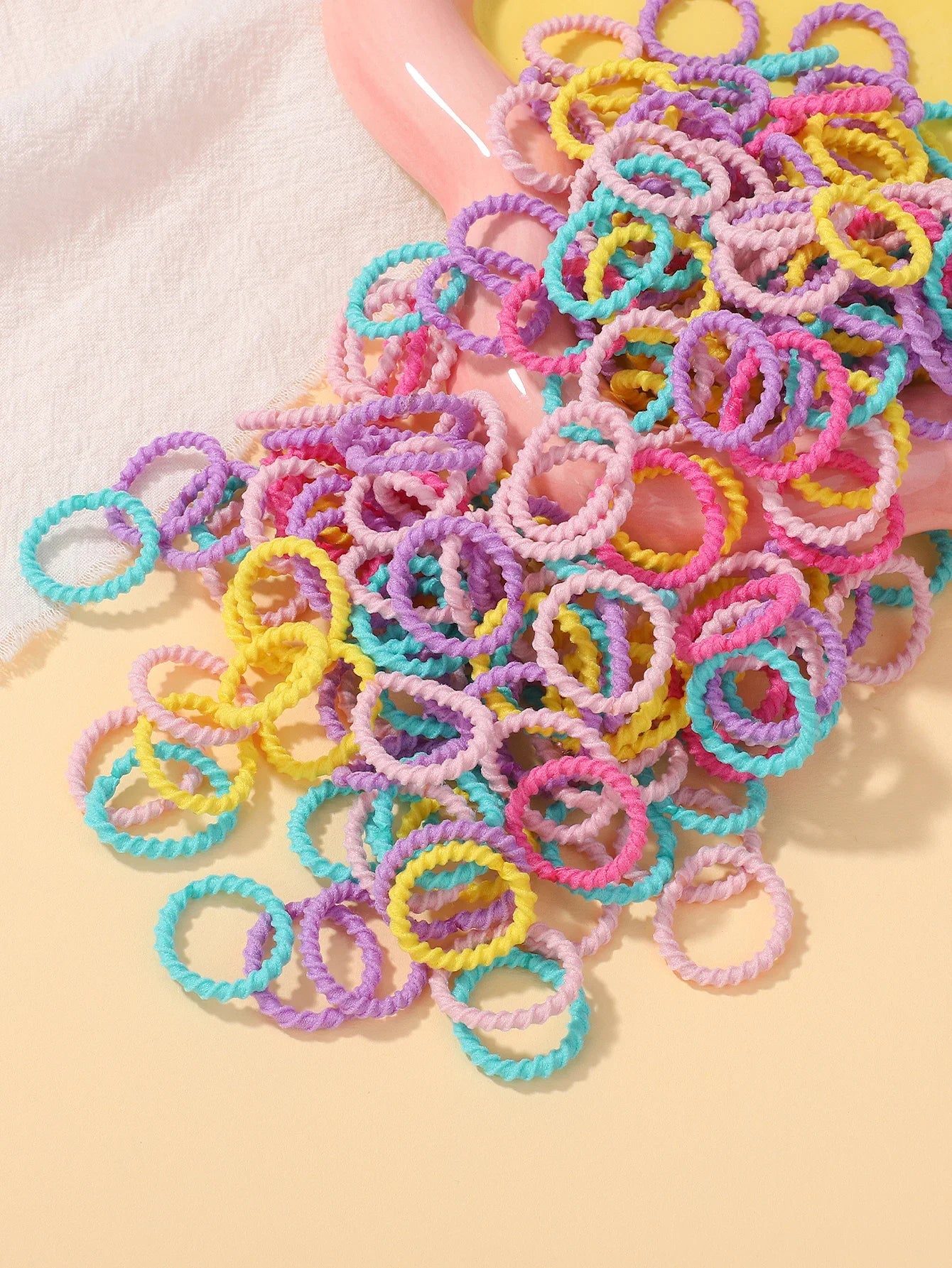 100pcs Baby 2cm Colorful Rubber Band Does Not Hurt The Hair Small Thumb Ring High Elastic Thread Toddler Kids Scrunchies Set