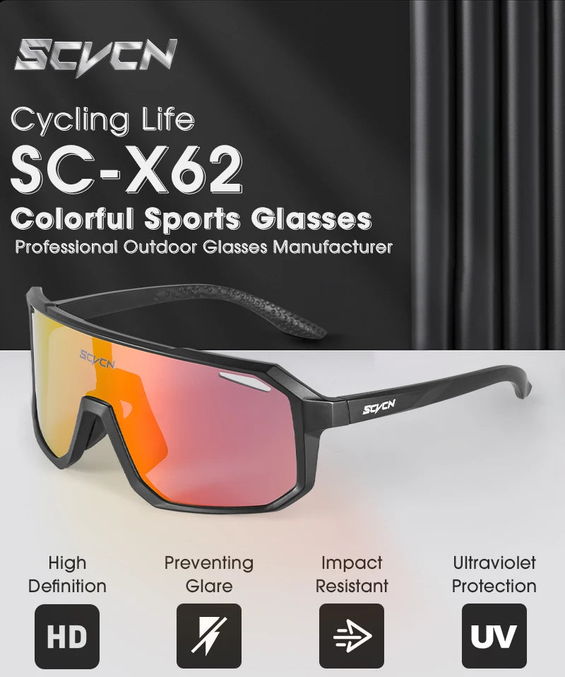 SCVCN Mountain Driving Glasses Cycling Sunglasses UV400 Women Sports Running Eyewear Men Road Bicycle Glasses Bike Goggles