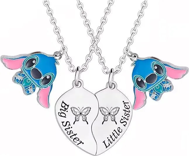 Disney Anime Film Lilo & Stitch Necklace Cute Cartoon Stitch Enamel Pendant Necklaces For Women Jewellery Best Friends Gifts