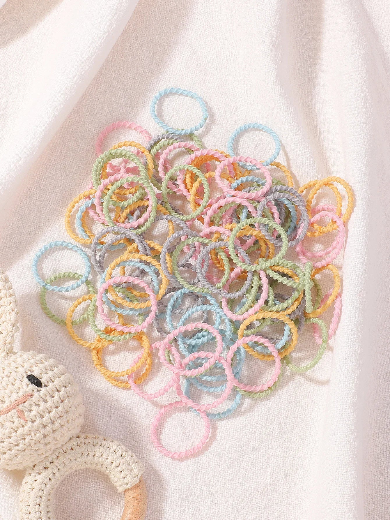 100pcs Baby 2cm Colorful Rubber Band Does Not Hurt The Hair Small Thumb Ring High Elastic Thread Toddler Kids Scrunchies Set