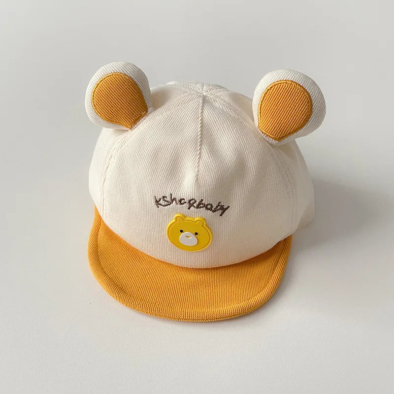 Cartoon Bear Ear Baby Baseball Cap Summer Cotton Peaked Hat for Infant Boy Girl Cute Embroidered Adjustable Kid Sun Hats 아기모자