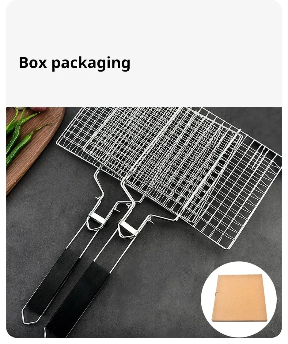 304 Stainless Steel BBQ Mesh Non Stick Grilling Basket Grill Mesh Mat Meat Vegetable Steak Picnic Party Barbecue Tool