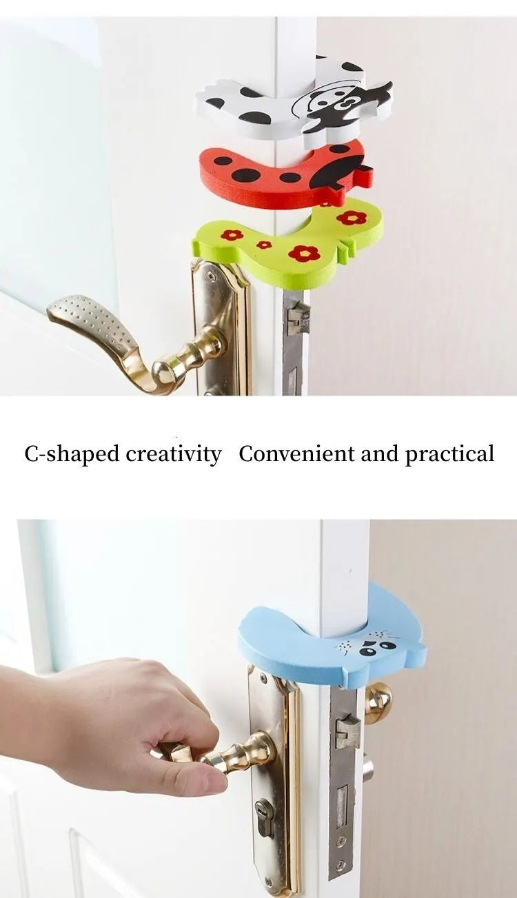 7Pcs/Lot Baby Safety For Newborn Furniture Protection Card Door Stopper Security Cute Animal Care Child Lock Finger Protector