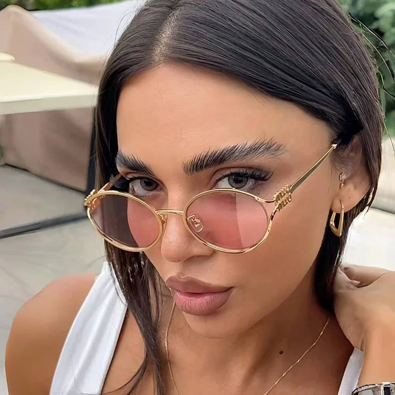 Fashion Small Sunglasses Brand Designer Metal Woman Prescription Optical Frame Eyeglasses UV Protection Man Shades Oculos De Sol