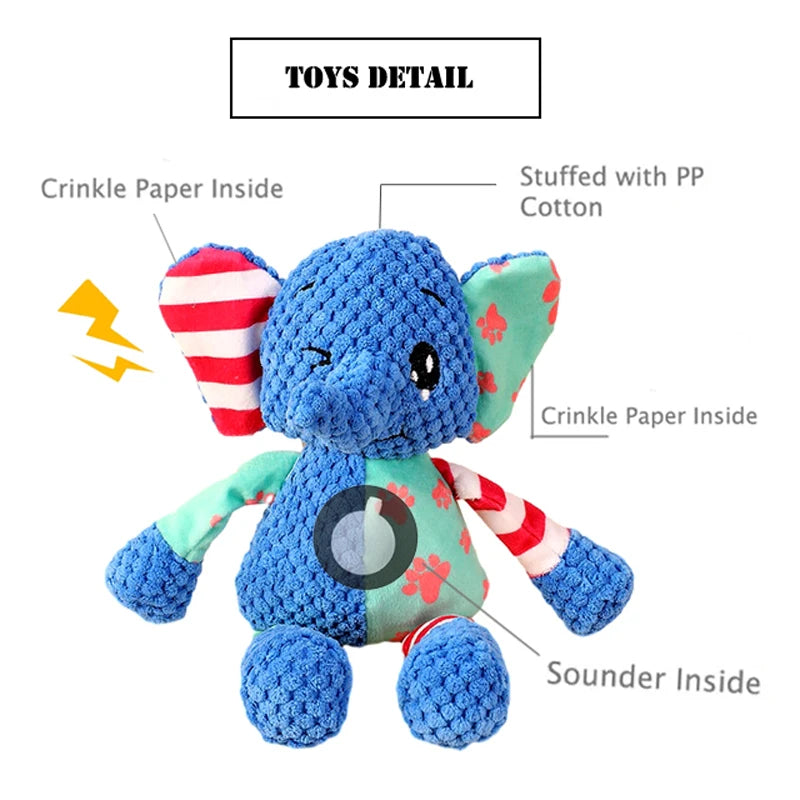 Pet Plush Toy Cat Dog Interactive Teething Toy Animals Bite Resistant Interactive Squeaky Pet Dog Teeth Cleaning Chew Toy