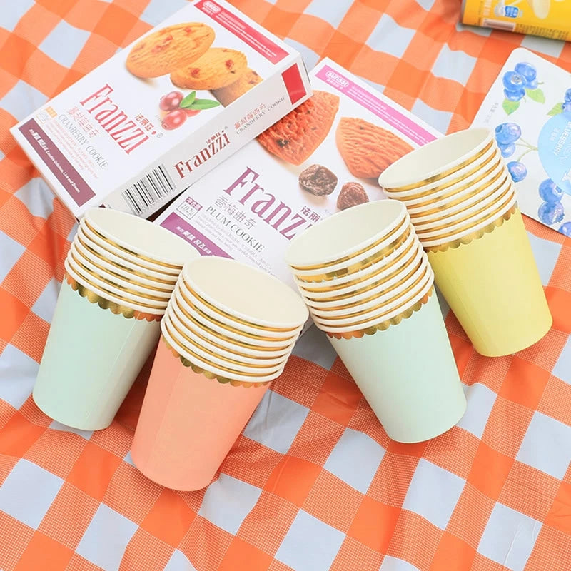 10pcs/set Disposable Birthday Tableware Cup Paper Plate Straws Birthday Party Wedding Decoration Kids Baby Shower Party Supplies