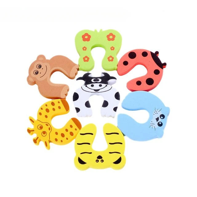 7Pcs/Lot Baby Safety For Newborn Furniture Protection Card Door Stopper Security Cute Animal Care Child Lock Finger Protector
