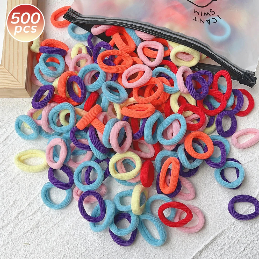 100/300/500 pcs Girls Colorful Elastic Hair Bands Ponytail Hold Hair Tie Rubber Bands Scrunchie Hair Accessories Bands for Girls