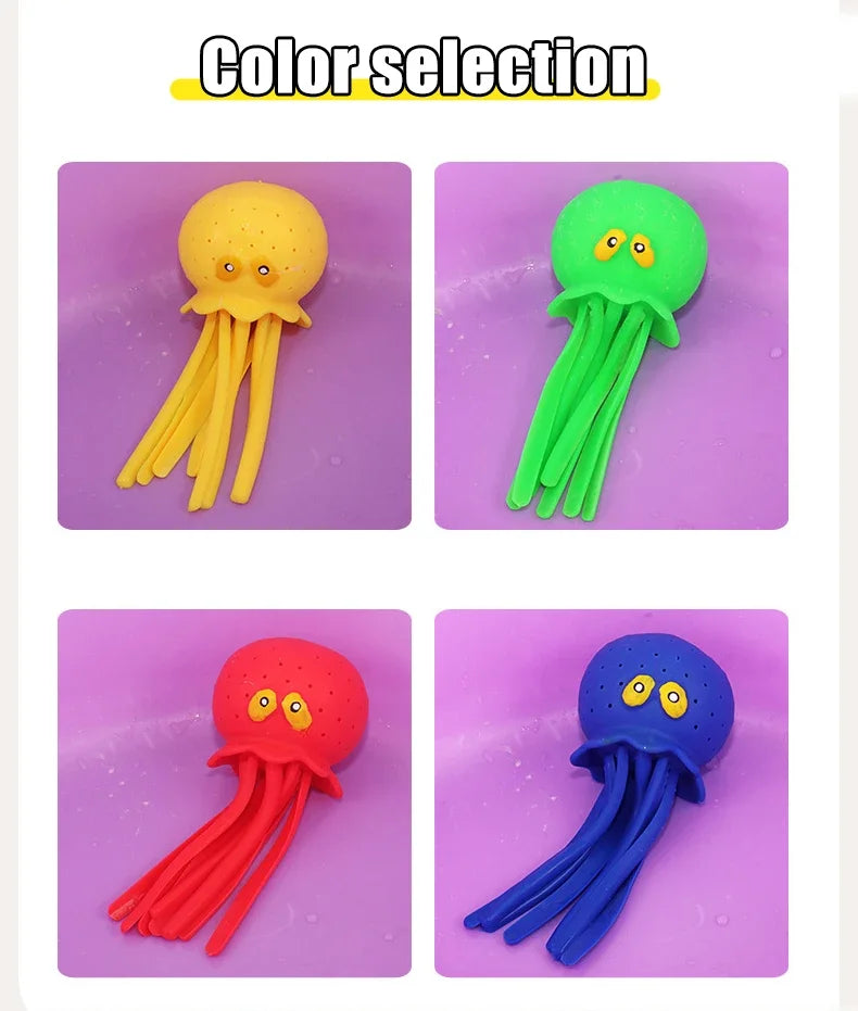Octopus Baby Bath Toys - Absorbent Squeeze Water Toys Stress Relief Sensory Play - Summer Pool Beach Swimming Fun for Kids