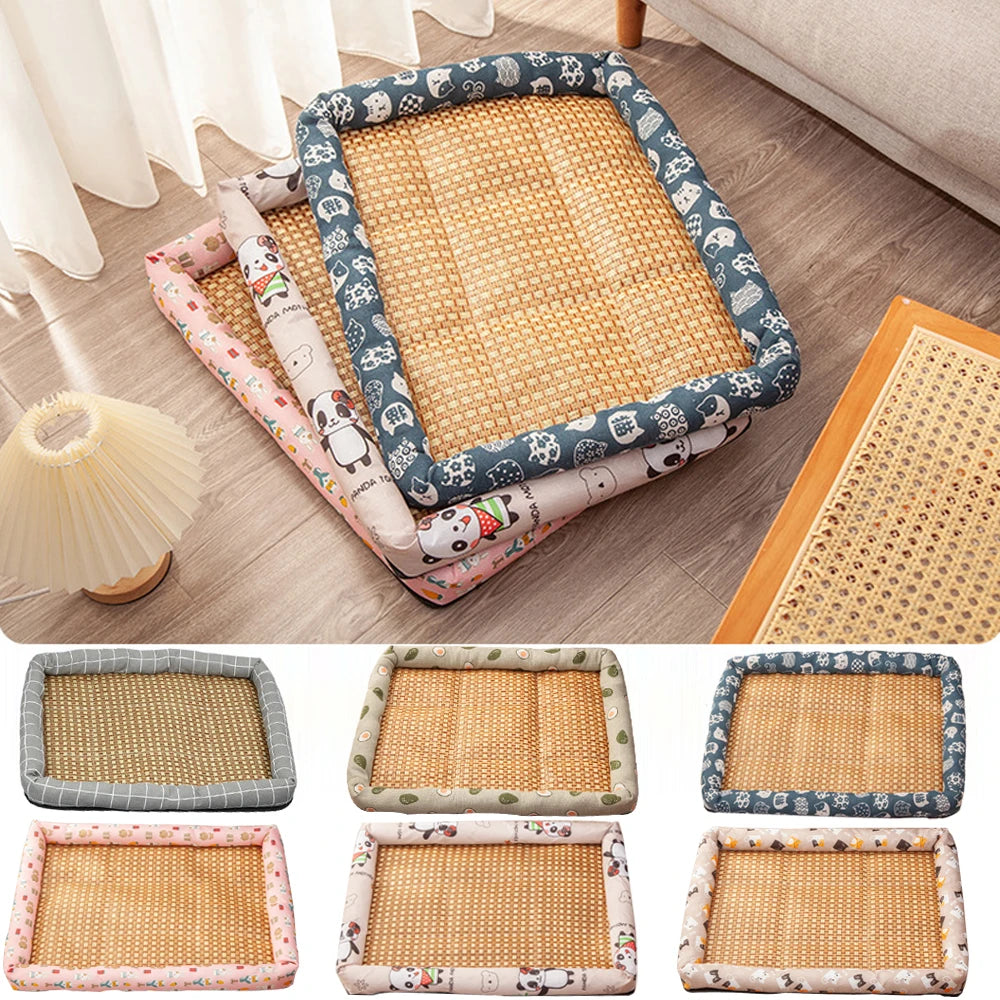 Pet Cat Mat Summer Dog Sleeping Mat Cooling Pet Puppy Kennel Antislip Breathe Neck Support Small Cat Bed Accessories