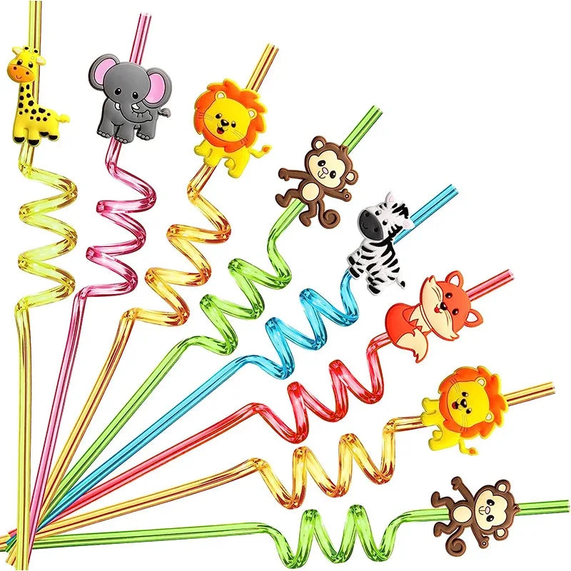 Jungle Animals Disposable Tableware Sets Lion Elephant Tiger Hippo Tablecloth Cups Plate Kids Birthday Safari Party Decoration