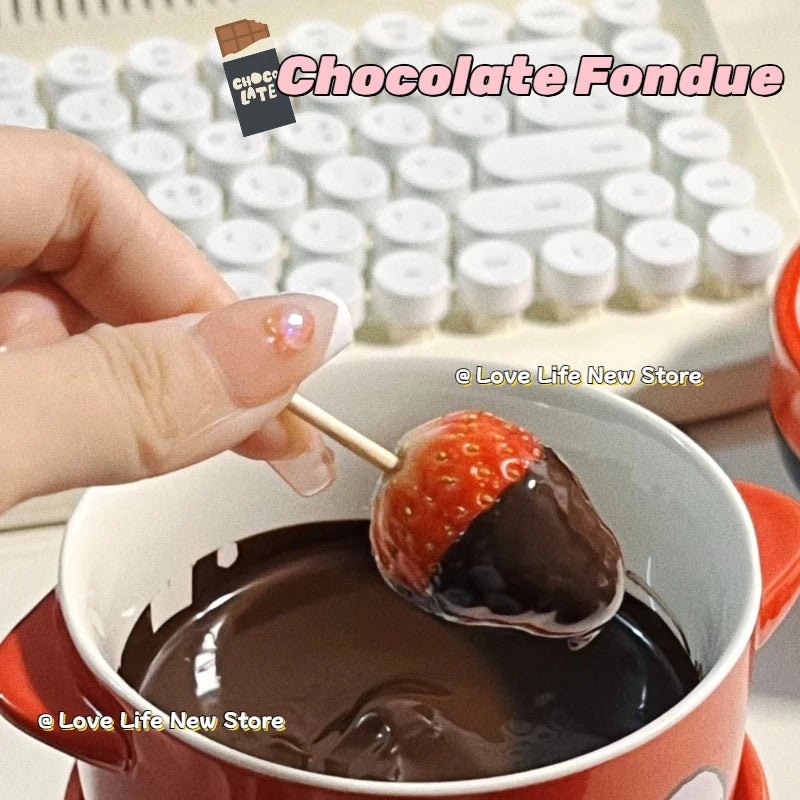 130ml Chocolate Fondue Cup European Candle Cup Ceramic Mug Heating Food Cheese Creative Coffee Mug With Fork Christmas Party