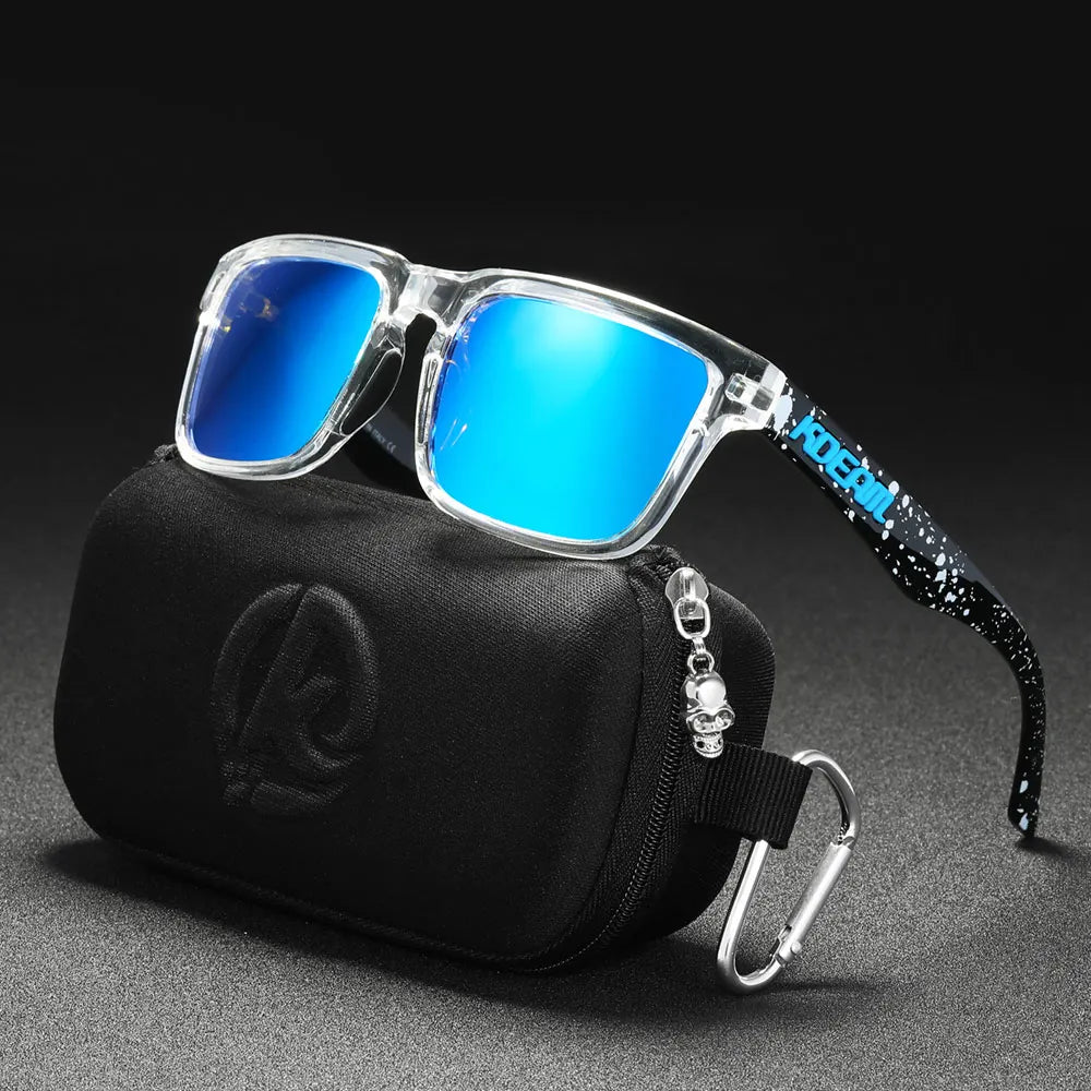 New KDEAM Brand High Quality Men Square Sunglasses Colors Sports Polarized Sun Glasses Reflective Coating Mirrored Lens UV400