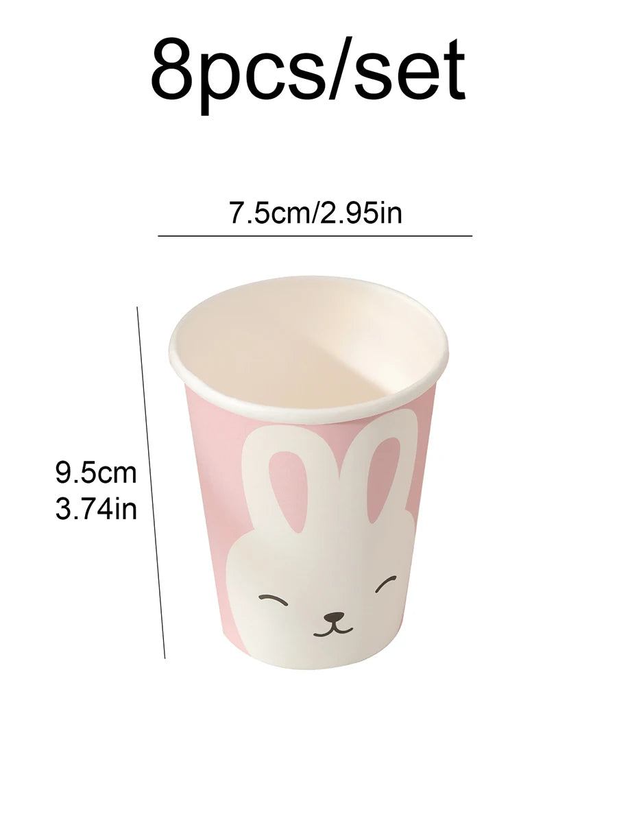 Mori rabbit disposable tableware paper cup dinner plate tablecloth happy birthday party supplies decoration