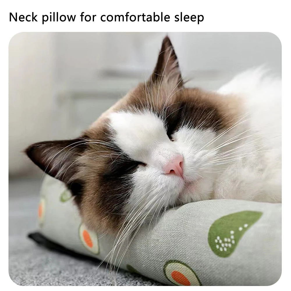 Pet Cat Mat Summer Dog Sleeping Mat Cooling Pet Puppy Kennel Antislip Breathe Neck Support Small Cat Bed Accessories