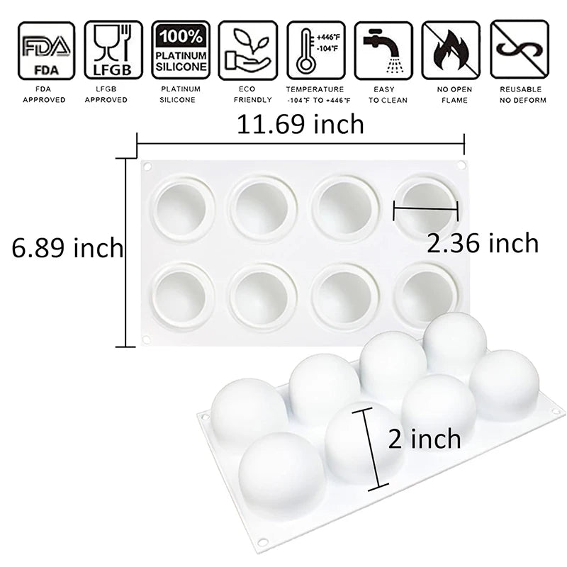 3D Sphere Silicone Mold For Mousse Cake Baking Ball Shape French Dessert Chocolate Truffle Pastry Tools Kitchen Accessories Item