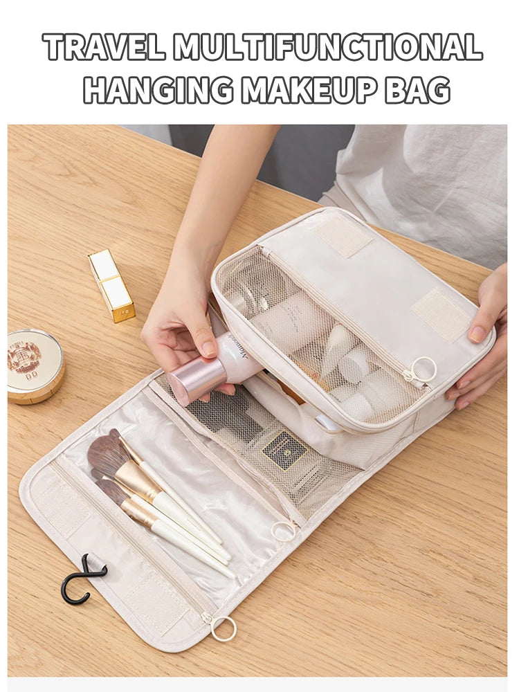 Travel Multi Functional Hanging Makeup Bag With Hanging Washable Bag Large Capacity Dry Wet Separation Handheld Storage Bag