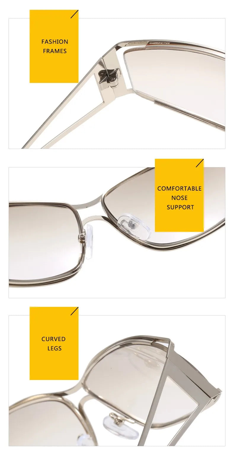 Y2k Sunglasses Women Men Oversized Brand Designer Gradient Goggle Sun Glasses Steampunk Glasses Shades Eyewear Mirror Eyeglasses