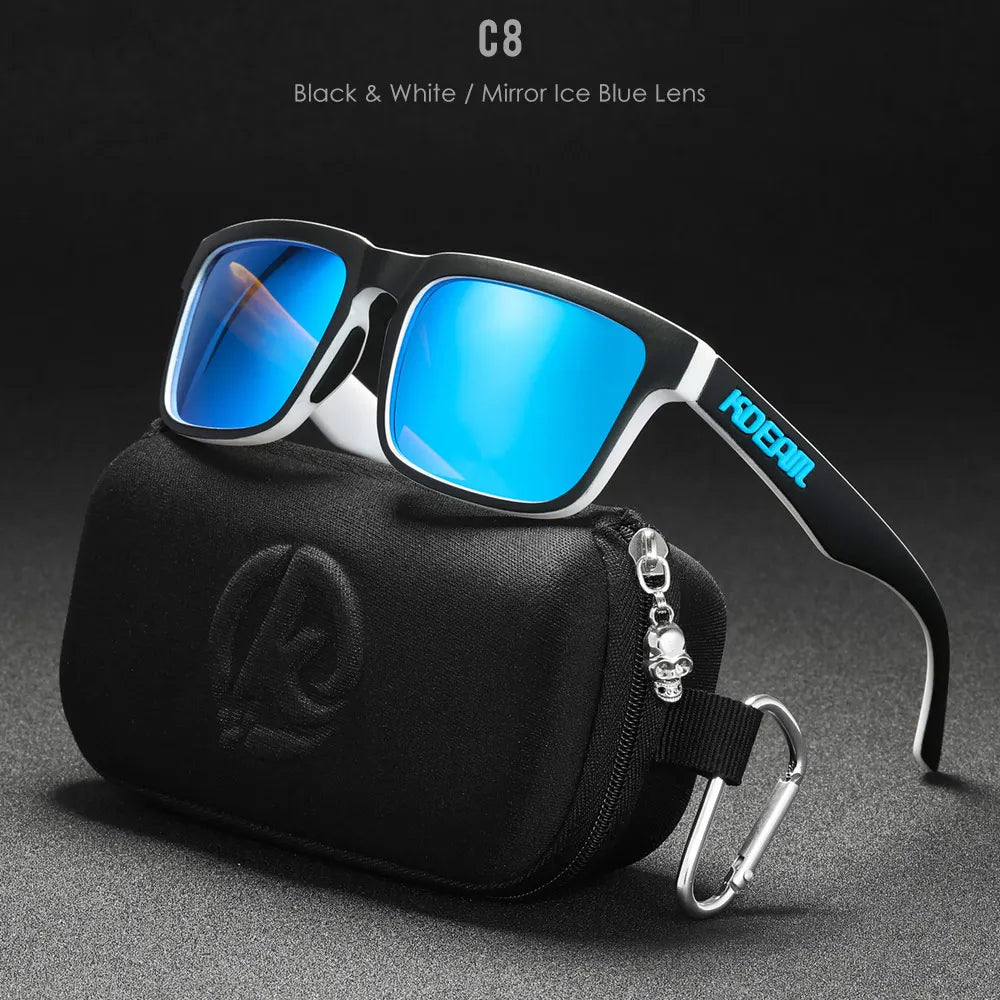 New KDEAM Brand High Quality Men Square Sunglasses Colors Sports Polarized Sun Glasses Reflective Coating Mirrored Lens UV400