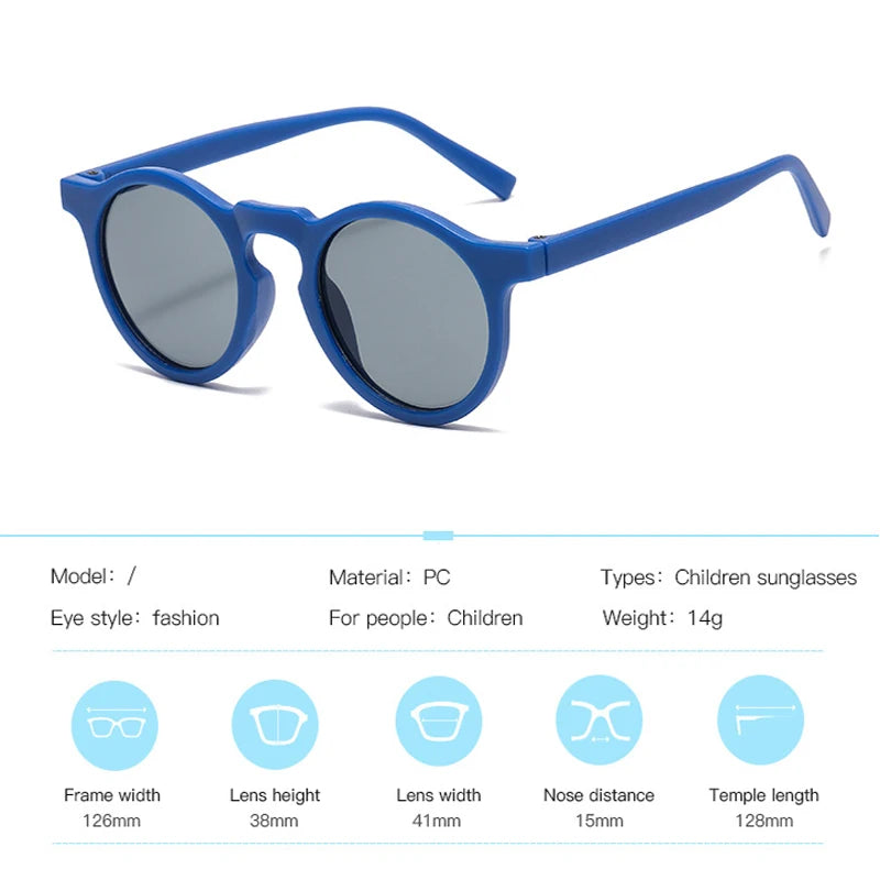 New Children Vintage Frosted Round Outdoor Sun Protection Sunglasses Baby Girls Acrylic UV400 Sunglasses Kids Fashion Glasses