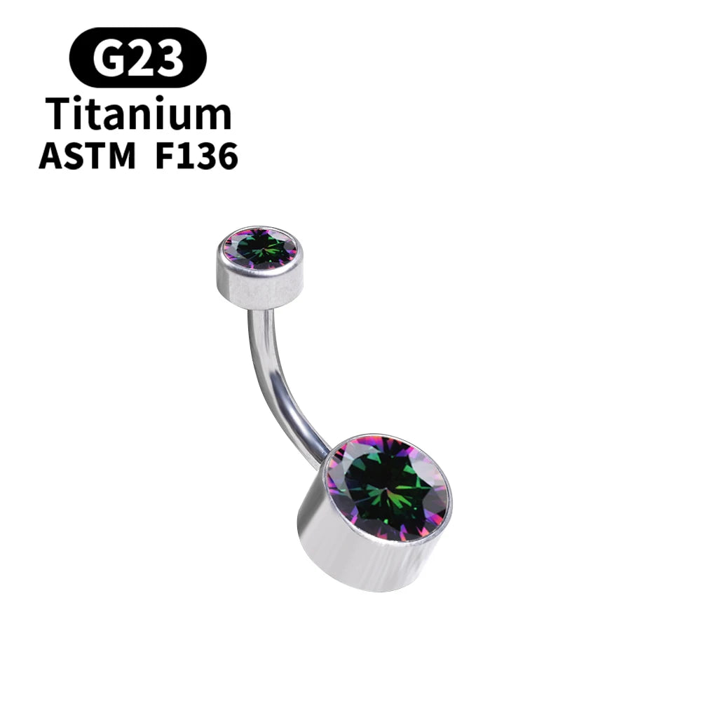 G23 Titanium Button Rings Body Piercing Jewellery Premium Stone Belly Fashion Navel Piercing Ring Jewelry for Women Wholesal
