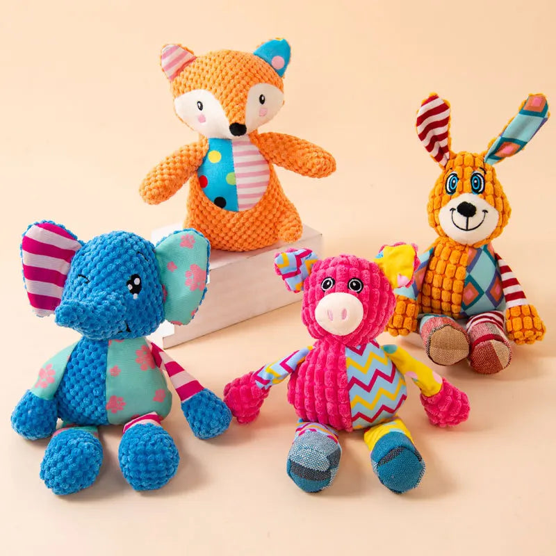 Pet Plush Toy Cat Dog Interactive Teething Toy Animals Bite Resistant Interactive Squeaky Pet Dog Teeth Cleaning Chew Toy