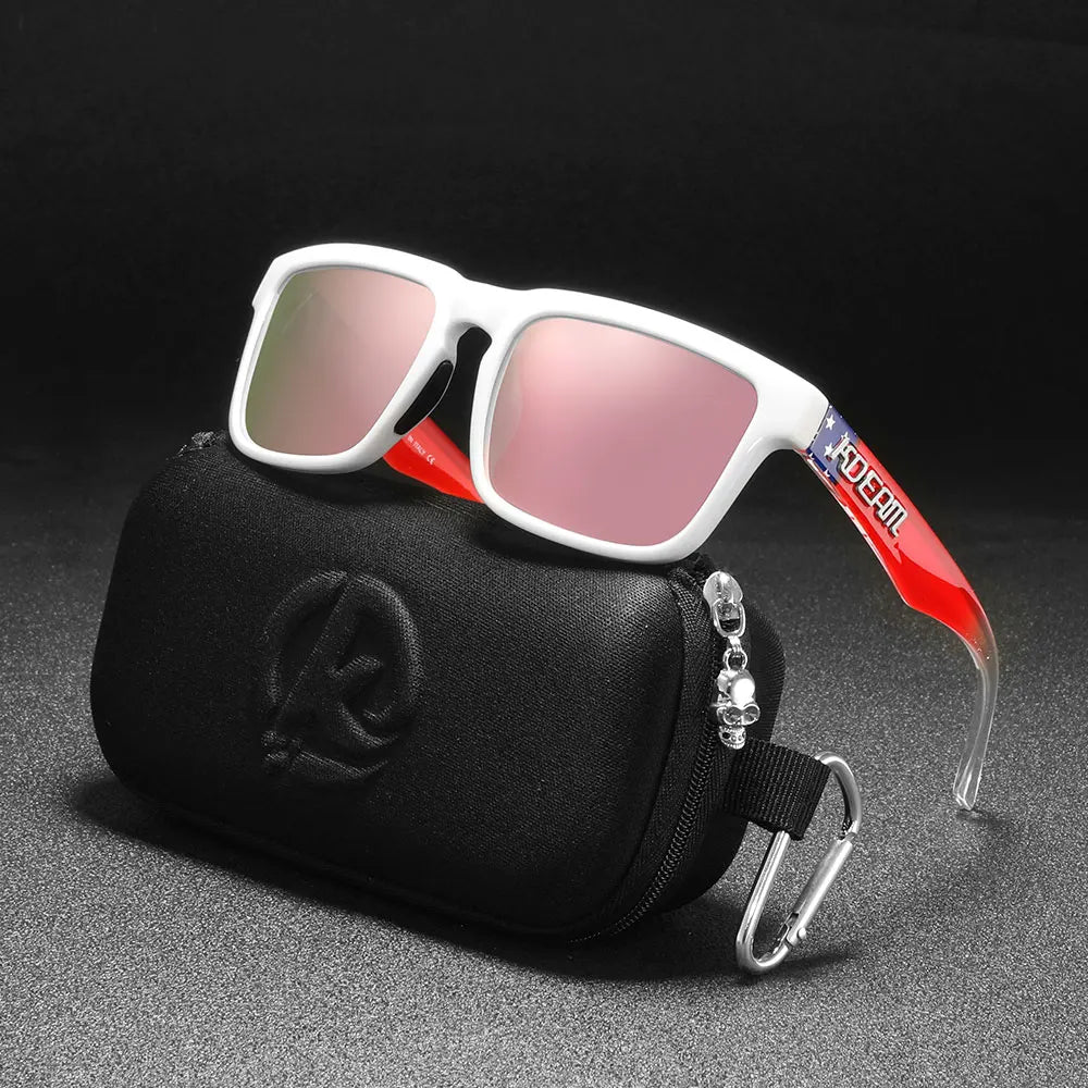 New KDEAM Brand High Quality Men Square Sunglasses Colors Sports Polarized Sun Glasses Reflective Coating Mirrored Lens UV400