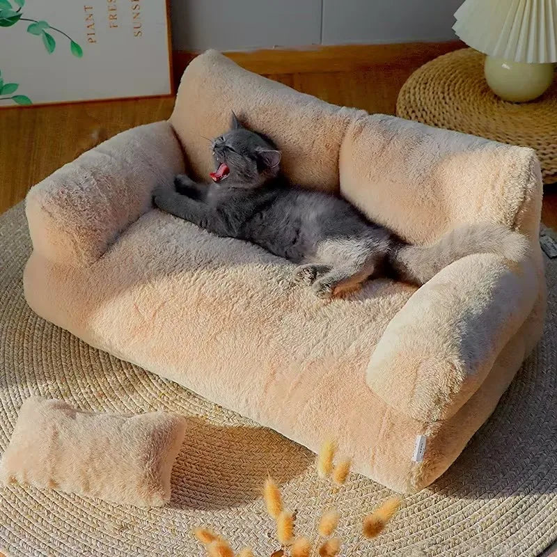 YOKEE Luxury Cat Bed Super Soft Warm Sofa for Small Dogs Detachable Washable Non-slip Kitten Puppy Sleeping House Pet Supplies