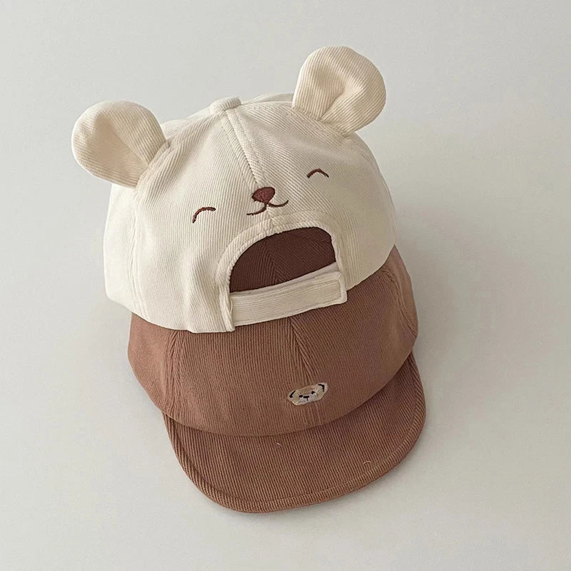Cartoon Bear Ear Baby Baseball Cap Summer Cotton Peaked Hat for Infant Boy Girl Cute Embroidered Adjustable Kid Sun Hats 아기모자