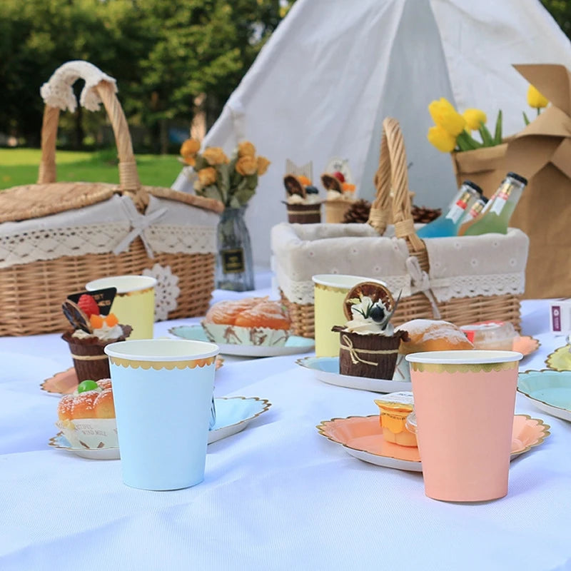 10pcs/set Disposable Birthday Tableware Cup Paper Plate Straws Birthday Party Wedding Decoration Kids Baby Shower Party Supplies