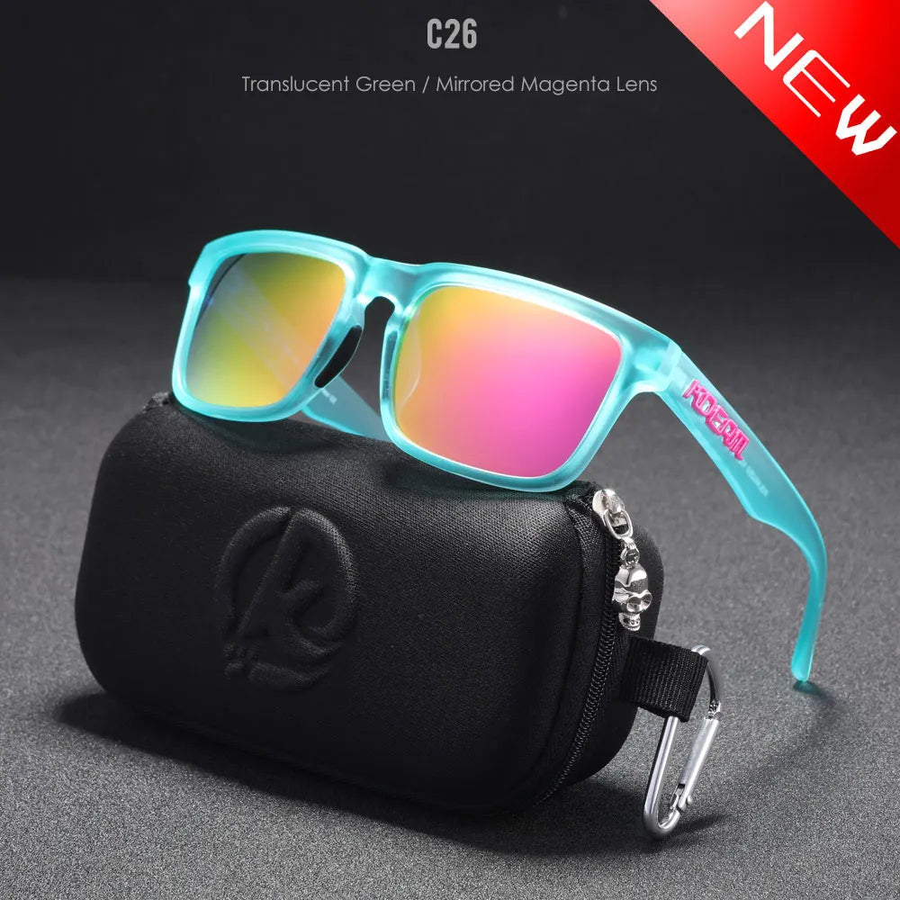 New KDEAM Brand High Quality Men Square Sunglasses Colors Sports Polarized Sun Glasses Reflective Coating Mirrored Lens UV400