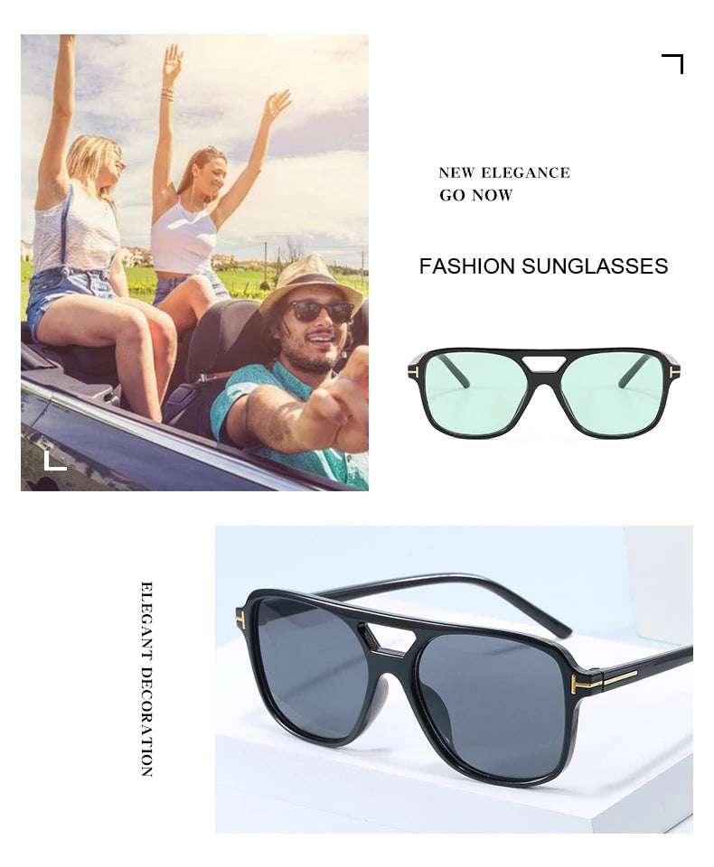 New Fashion Pilot Sunglasses Women Double Bridge Oversized Sun Glasses Oval Goggles Classic Candy Color Design Eyewear UV400