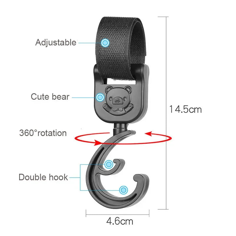 Baby Pram Hooks Rotate Hanging Bag 360 Degree Cart Organizer Storage Bag Hanger Universal Outdoor Stroller Accessories