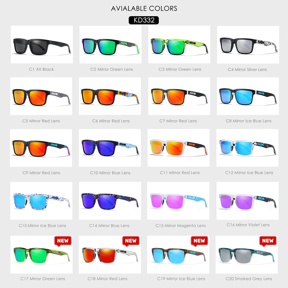 New KDEAM Brand High Quality Men Square Sunglasses Colors Sports Polarized Sun Glasses Reflective Coating Mirrored Lens UV400