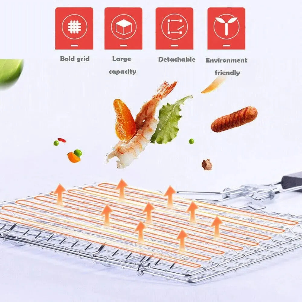 Stainless Steel BBQ Mesh Non Stick Grilling Basket Grill Mesh Mat Meat Vegetable Steak Picnic Party Barbecue Tool