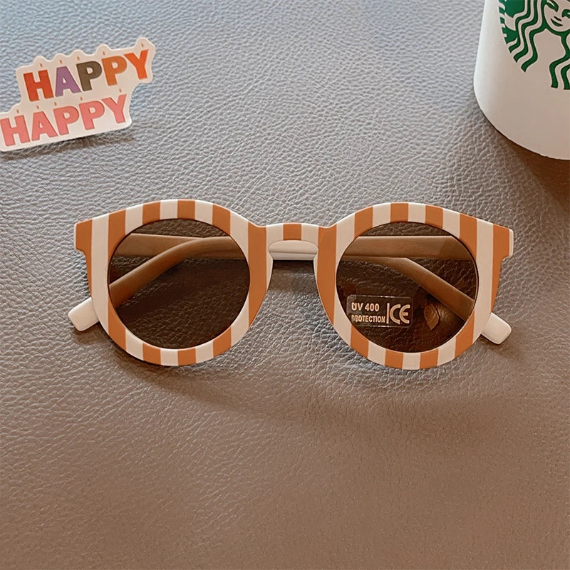 2023 New Kids Cute Checker Panel Color Round UV400 Sunglasses Baby Girls Outdoor Sun Protection Sunglasses Children Sun Glasses