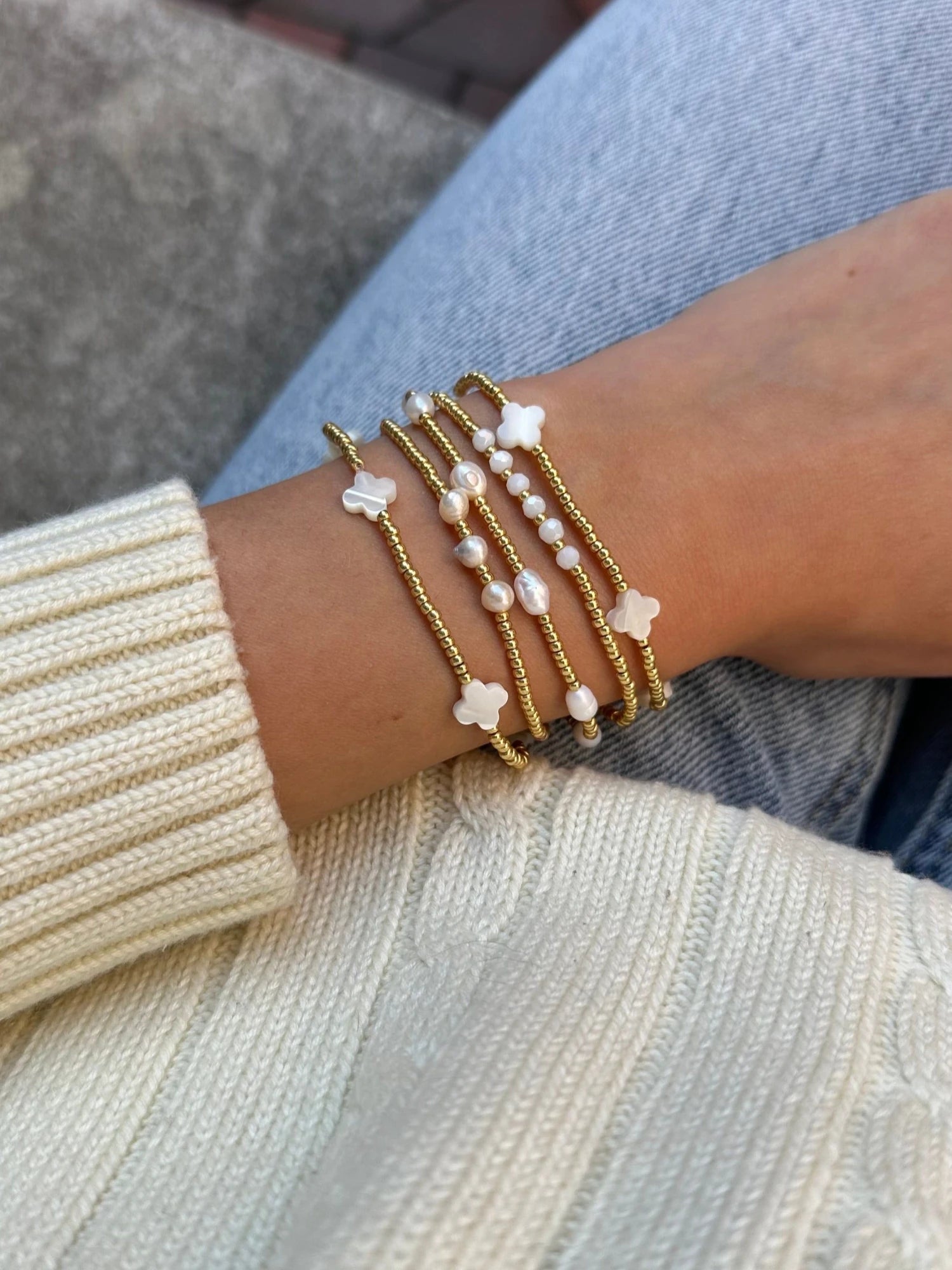 Vlen Miyuki Bracelets Natural Pearl Bracelet for Women 18 K Gold Plated Glass Beads Stretch Pulseras Boho Jewelry Accessories