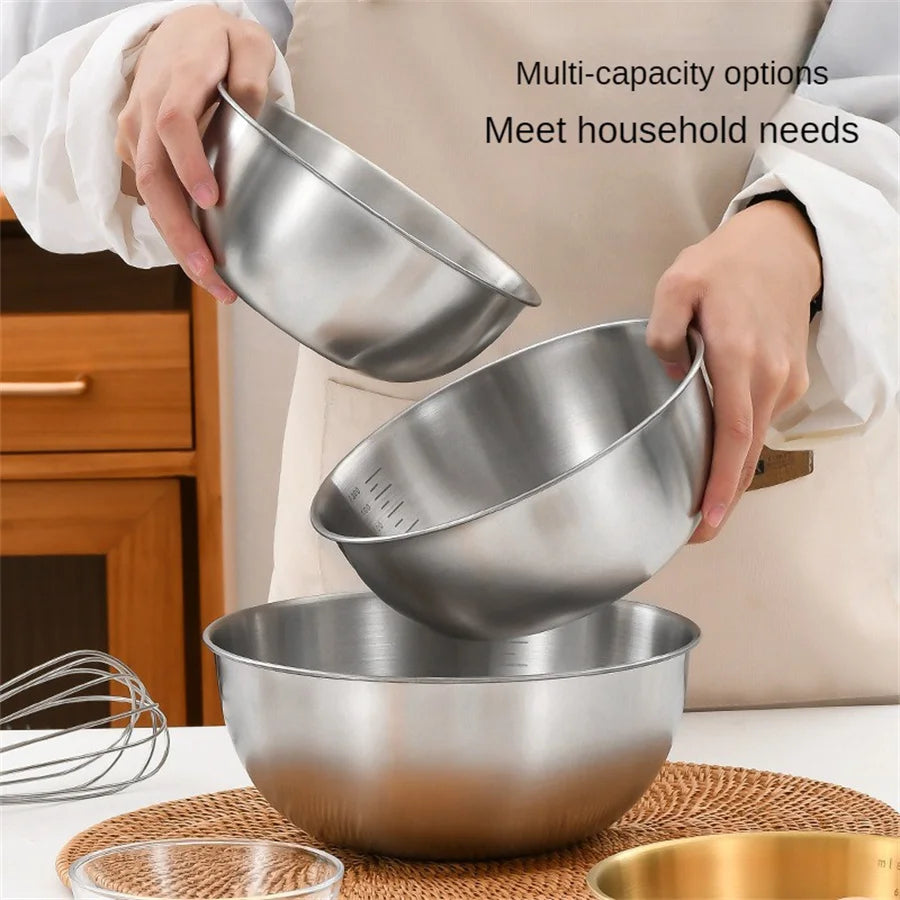 Stainless Steel Gold And Silver Salad Bowl Rice Noodles Lamian Noodles Bowl Kitchen Tableware Food Container