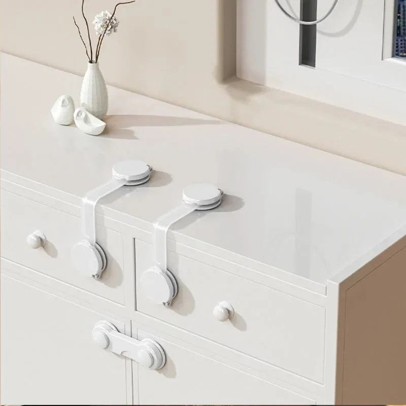 5*10 Pieces Baby Safety Drawer Anti-Pinching Hand Cabinet Drawer Locks Plastic White Safety Buckle for Children Kids Protection