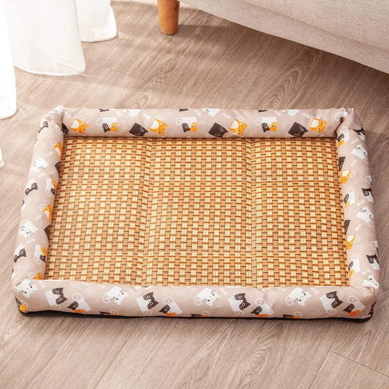 Pet Cat Mat Summer Dog Sleeping Mat Cooling Pet Puppy Kennel Antislip Breathe Neck Support Small Cat Bed Accessories