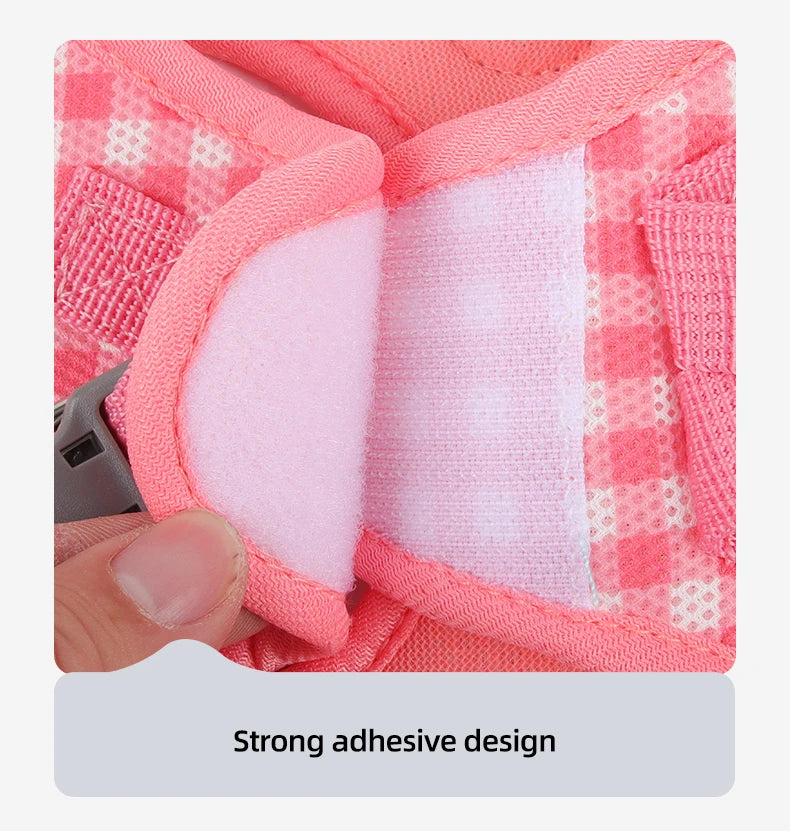 Kitten chest Strap Fresh plaid kitten leash anti-break Adjustable reflective pet chest strap Small dog kitten chest back