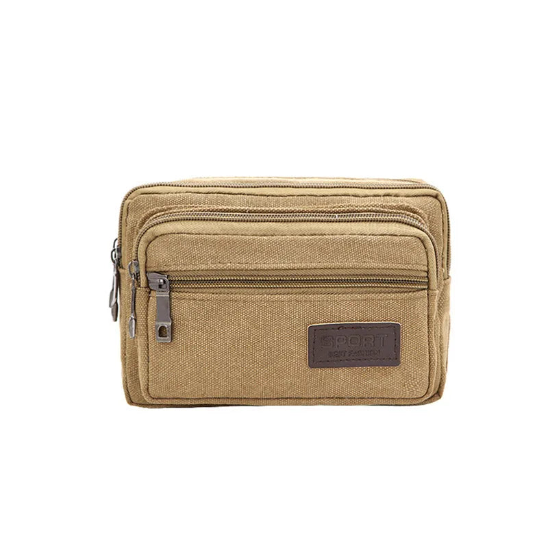 Canvas Waist Bag Outdoor Sports Multifunctional Male Waist Pack High Quality Durable High-capacity Bags Portable Phone Purse