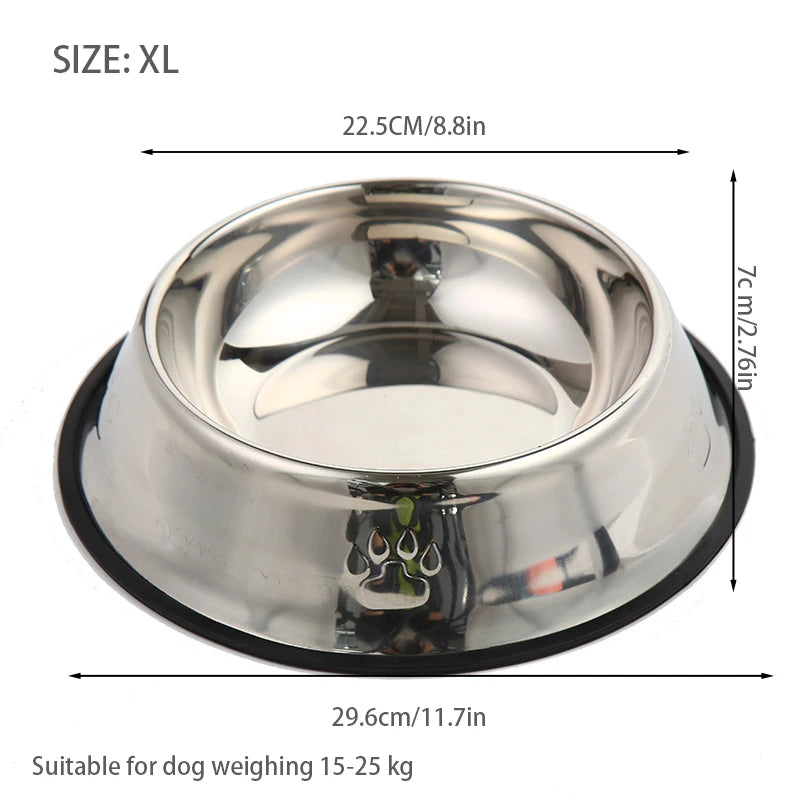 Stainless Steel Pet Dog Bowl Feeder Skidproof Anti-ant Shape Cat Dog Bowls Food Accessories Pet Supplies 7 Sizes