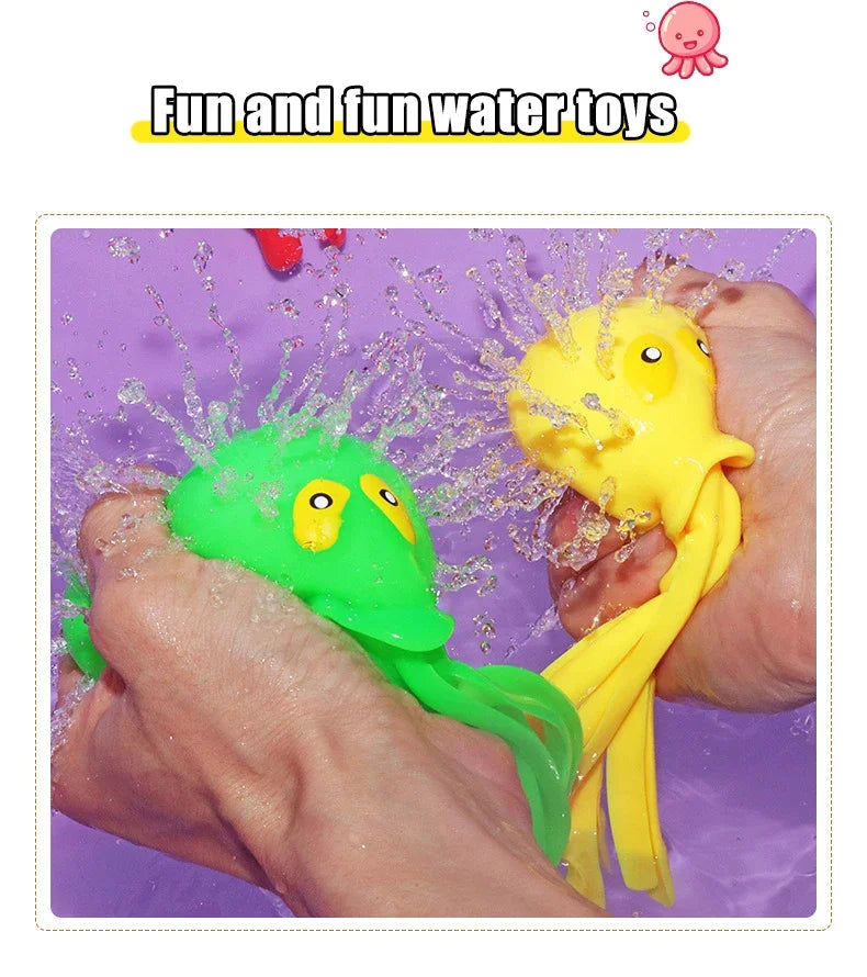 Octopus Baby Bath Toys - Absorbent Squeeze Water Toys Stress Relief Sensory Play - Summer Pool Beach Swimming Fun for Kids
