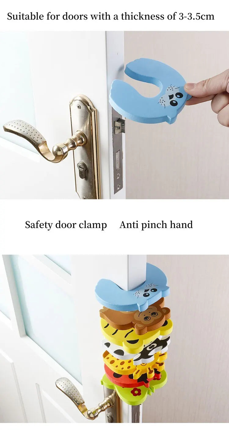 7Pcs/Lot Baby Safety For Newborn Furniture Protection Card Door Stopper Security Cute Animal Care Child Lock Finger Protector