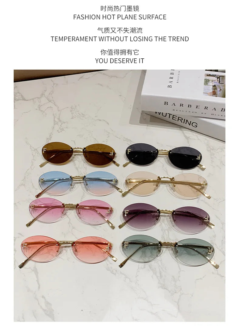 European and American fashionable frameless metal sunglasses