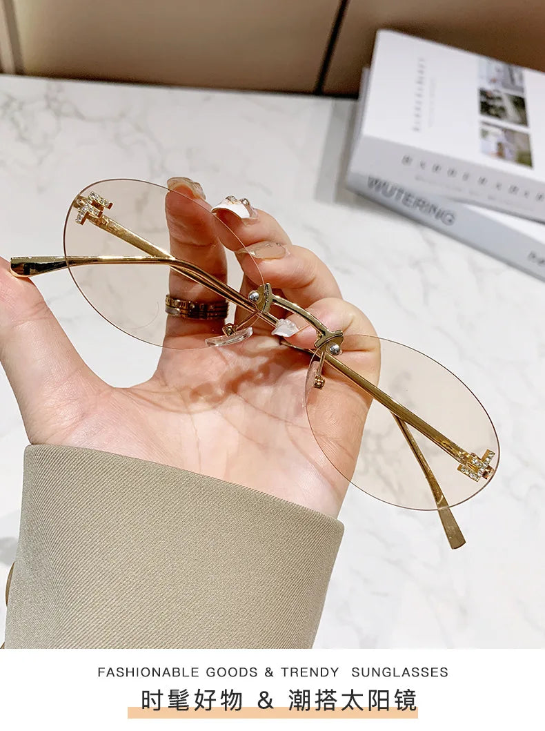 European and American fashionable frameless metal sunglasses